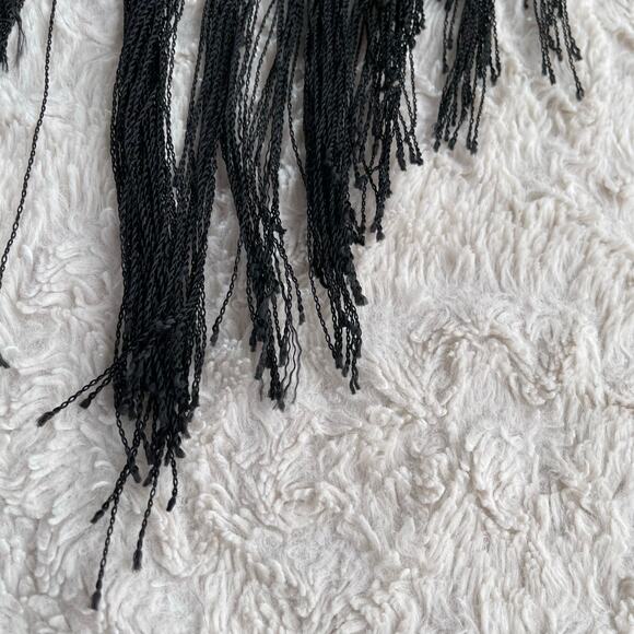 Cache crochet beaded rose floral embroidered maxi dress cocktail fringe hem S - Picture 8 of 17